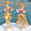 Paar Goldoni Skulptur rosa - Venezianische Figuren Dame und Reiter Gold 24kt
