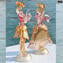 Paar Goldoni Skulptur rosa - Venezianische Figuren Dame und Reiter Gold 24kt