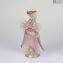 Couple Goldoni sculpture pink - Venetian Figurines Lady and Rider gold 24kt