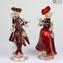 Couple Goldoni sculpture red Old Venetian Lady and Rider - gold 24kt decoration