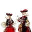 Couple Goldoni sculpture red Old Venetian Lady and Rider - gold 24kt decoration